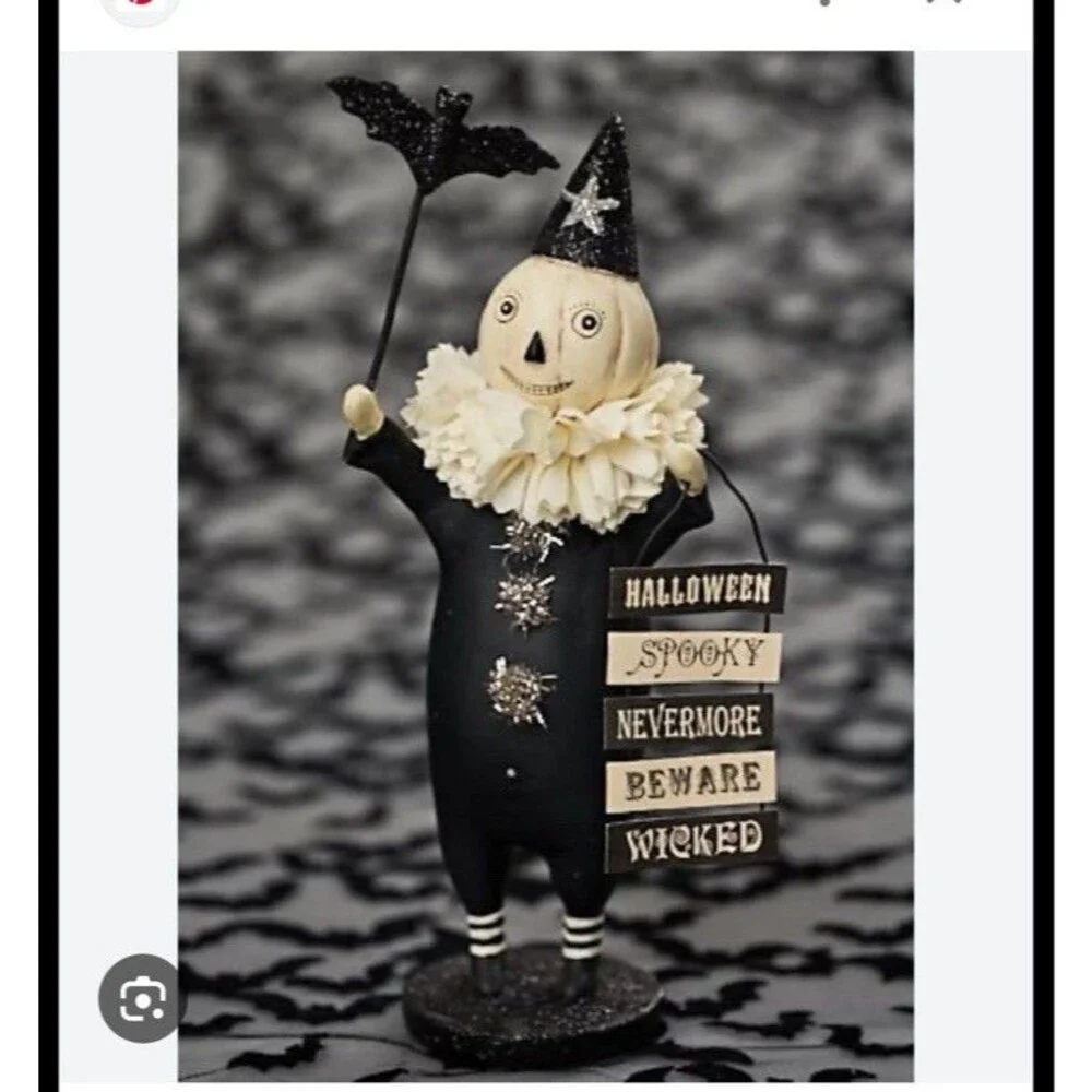 Enesco Heather Meyers Jack Be Little Pumpkin Black White Clown Halloween Bat